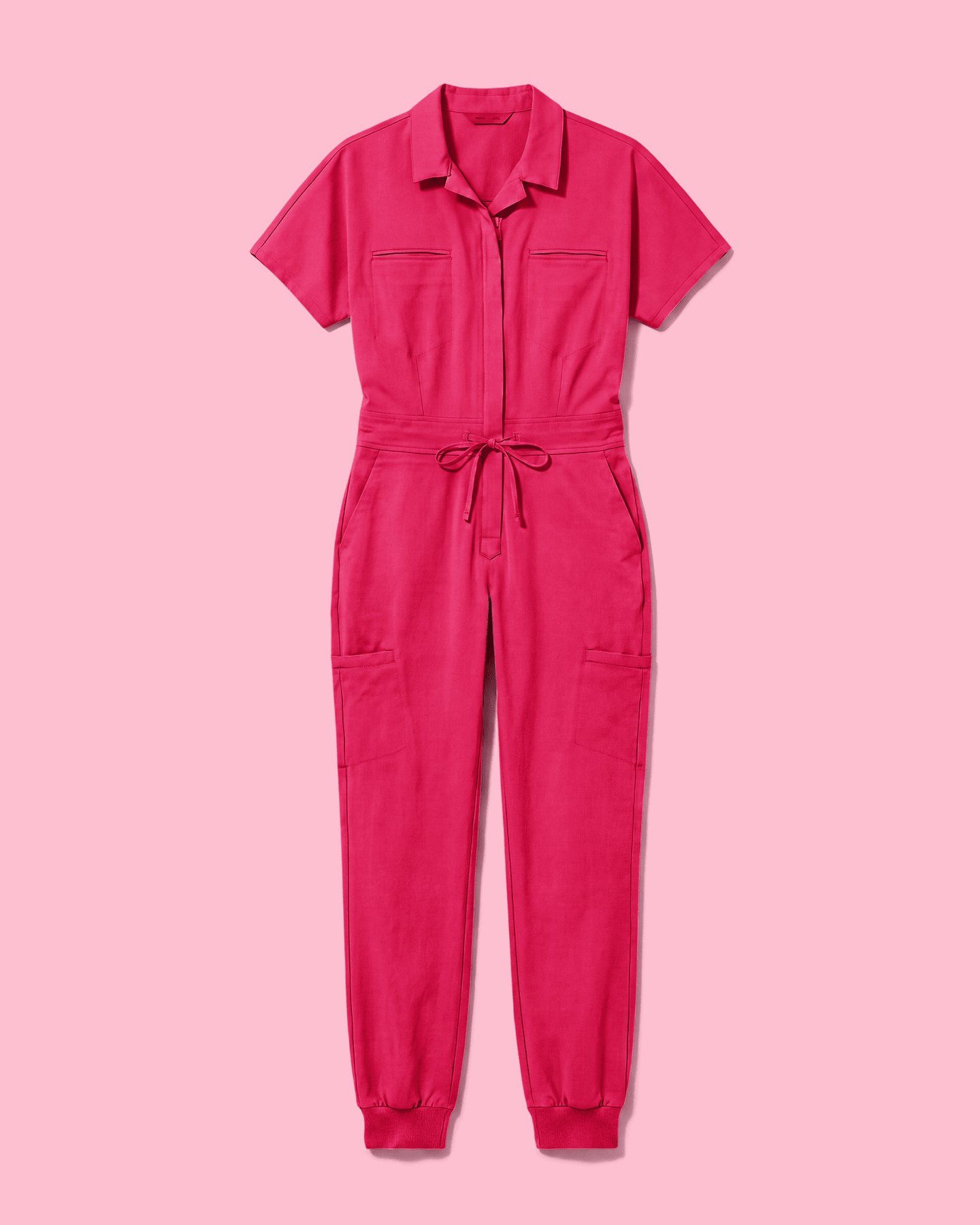 Women's Camp Collar Jumpsuit Sangria - Scrubloop