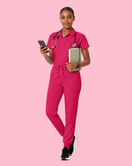 Women's Camp Collar Jumpsuit Sangria - Scrubloop