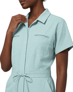 Women's Camp Collar Jumpsuit Sky Blue - Scrubloop