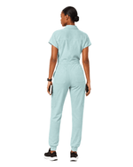 Women's Camp Collar Jumpsuit Sky Blue - Scrubloop