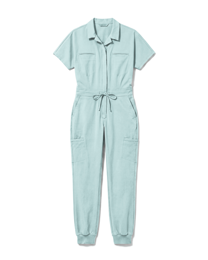 Women's Camp Collar Jumpsuit Sky Blue