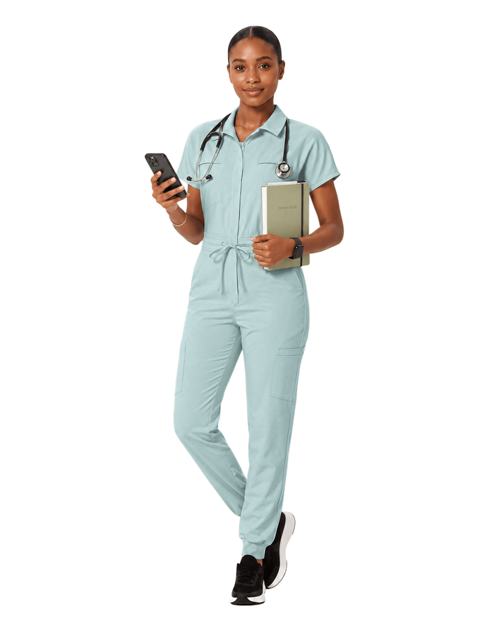 Women's Camp Collar Jumpsuit Sky Blue