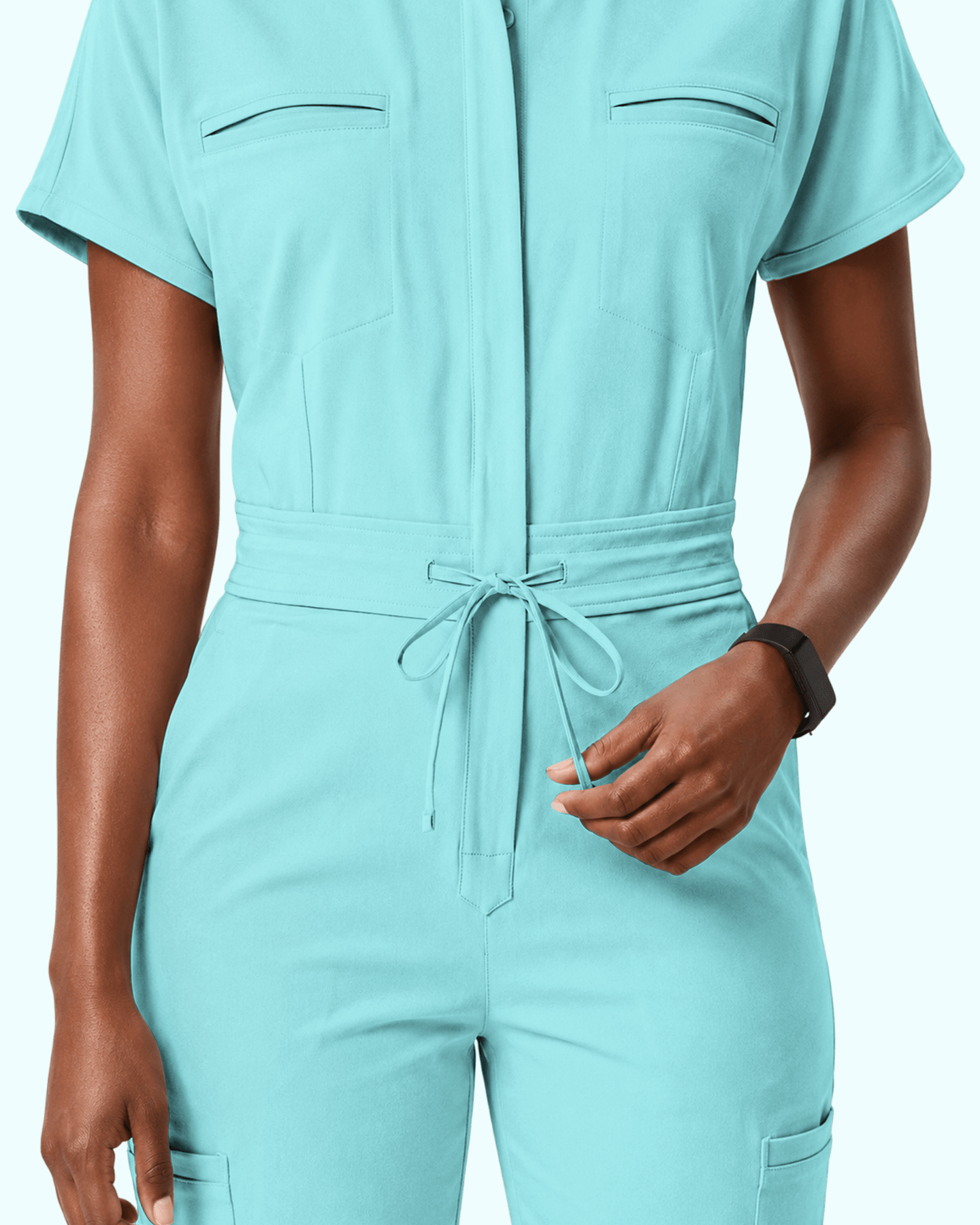 Women's Camp Collar Jumpsuit Surf - Scrubloop
