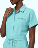 Women's Camp Collar Jumpsuit Surf - Scrubloop