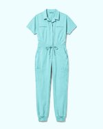 Women's Camp Collar Jumpsuit Surf - Scrubloop