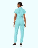 Women's Camp Collar Jumpsuit Surf - Scrubloop