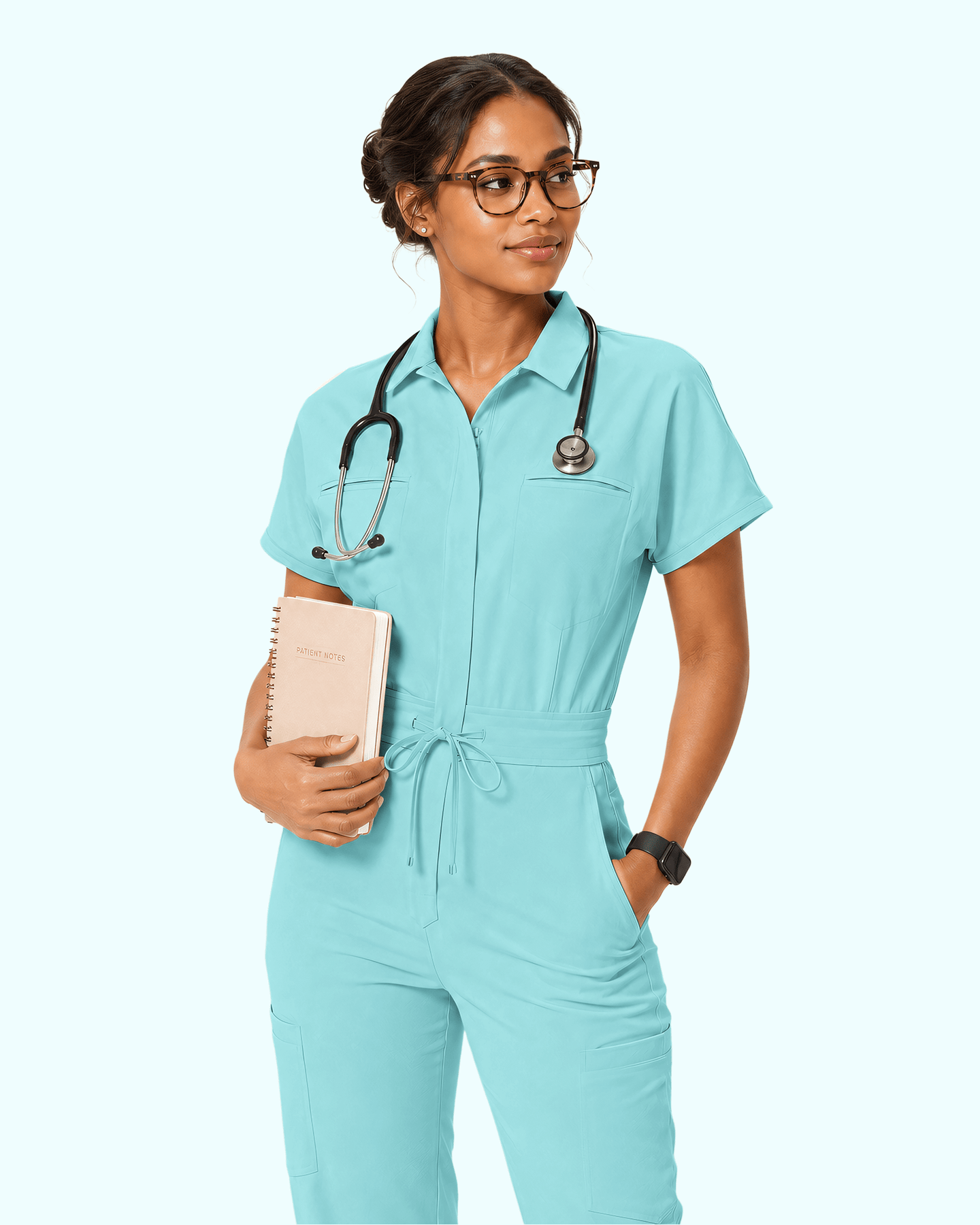 Women's Camp Collar Jumpsuit Surf - Scrubloop