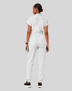Women's Camp Collar Jumpsuit White - Scrubloop