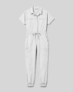 Women's Camp Collar Jumpsuit White - Scrubloop