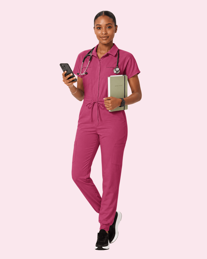 Women's Camp Collar Jumpsuit Wild Berry