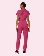 Women's Camp Collar Jumpsuit Wild Berry - Scrubloop