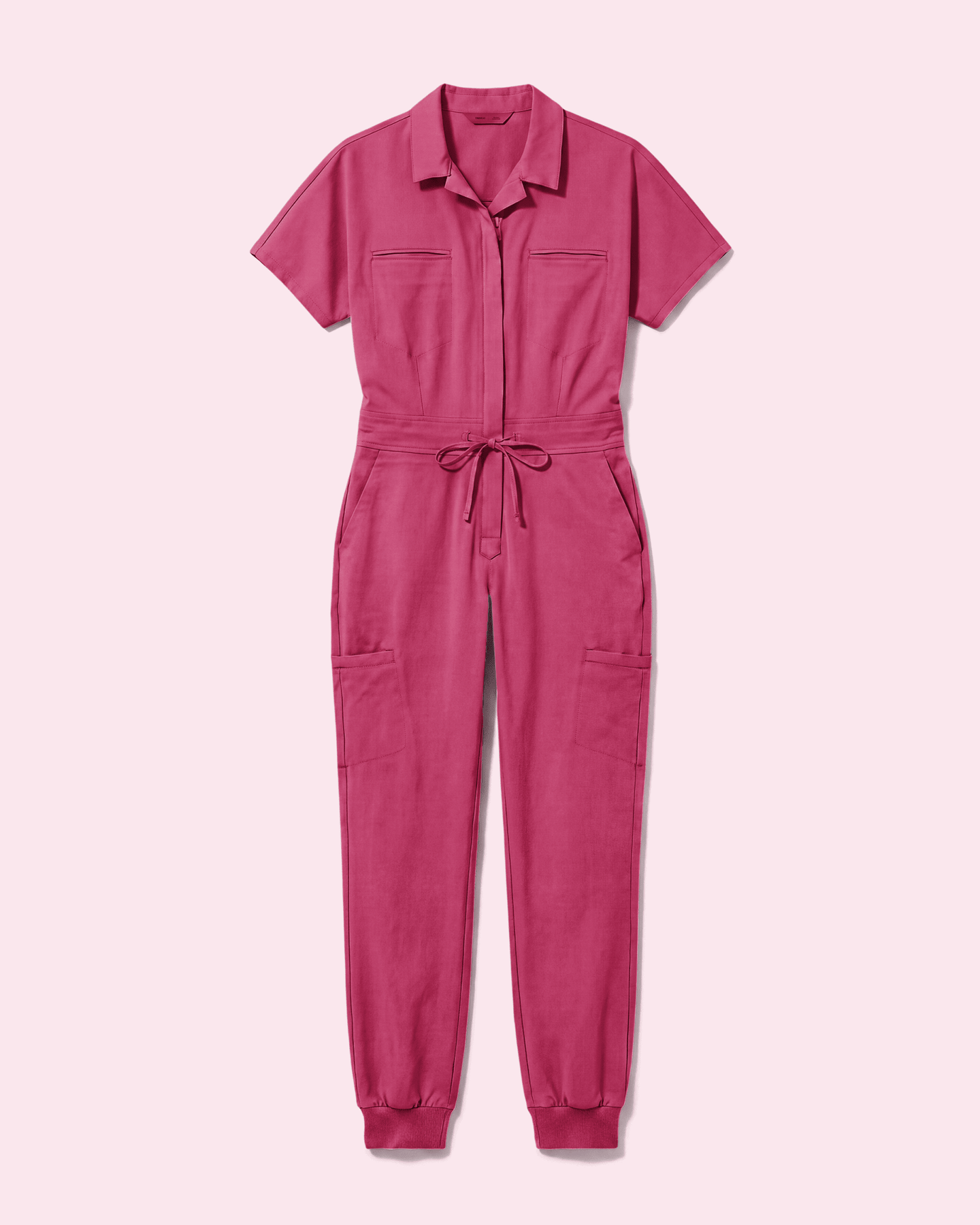 Women's Camp Collar Jumpsuit Wild Berry - Scrubloop