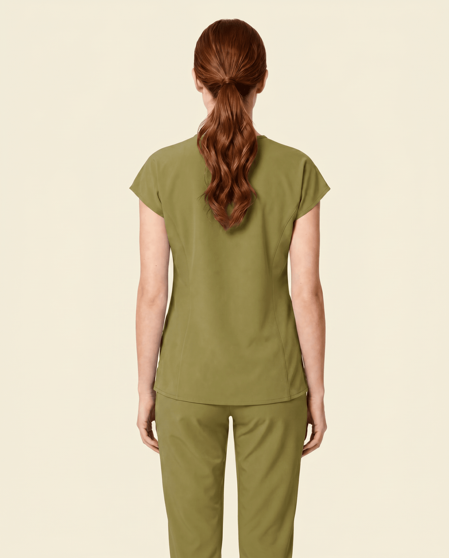 Women's Curved V-neck Top Avocado - Scrubloop
