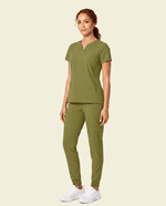 Women's Curved V-neck Top Avocado - Scrubloop