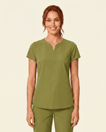 Women's Curved V-neck Top Avocado - Scrubloop