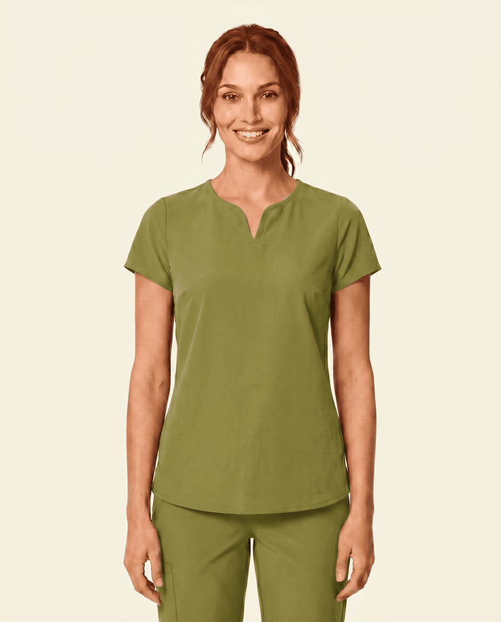 Women's Curved V-neck Top Avocado