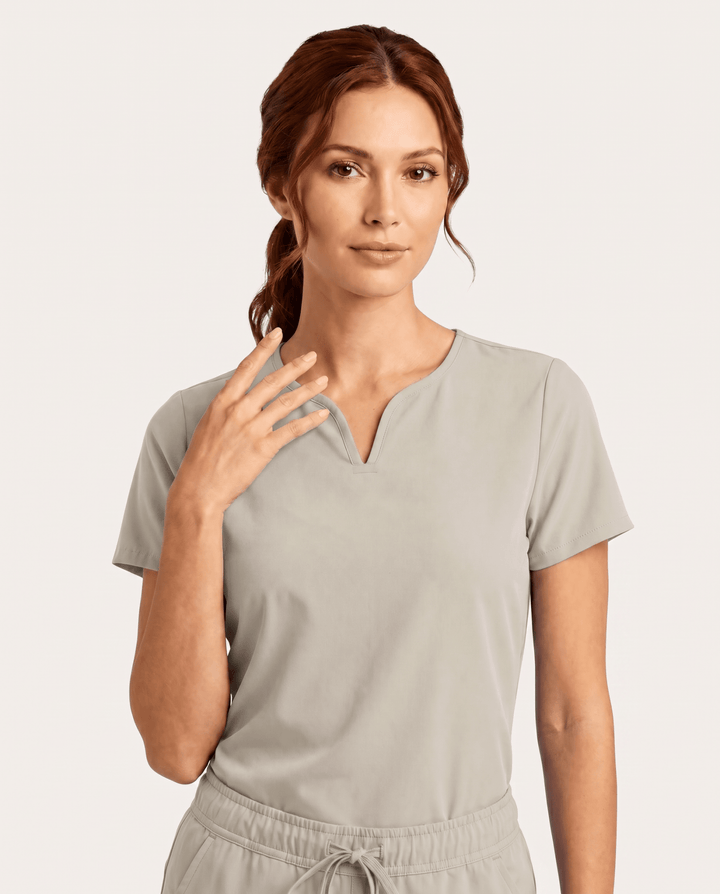Women's Curved V-neck Top Birch