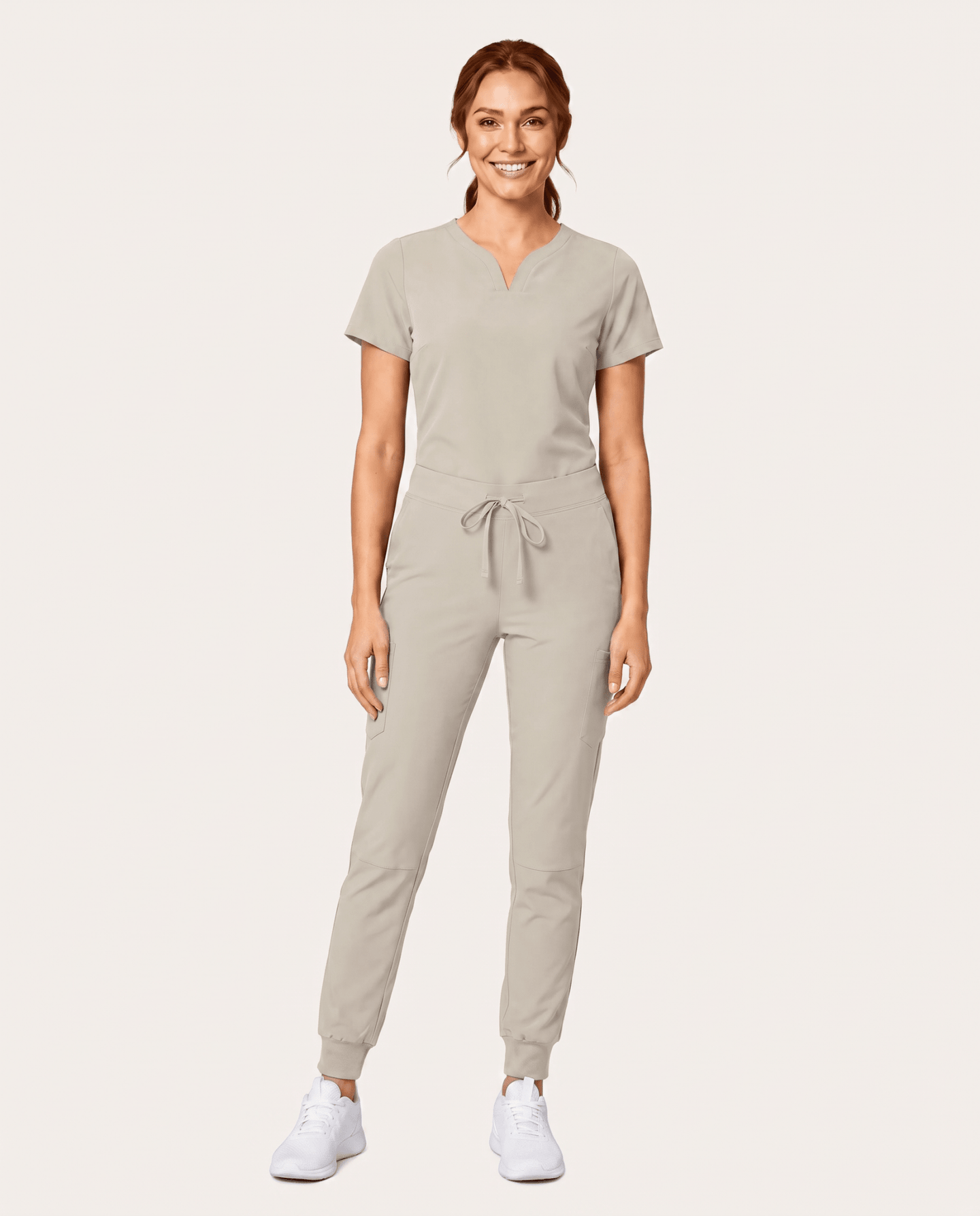 Women's Curved V-neck Top Birch - Scrubloop