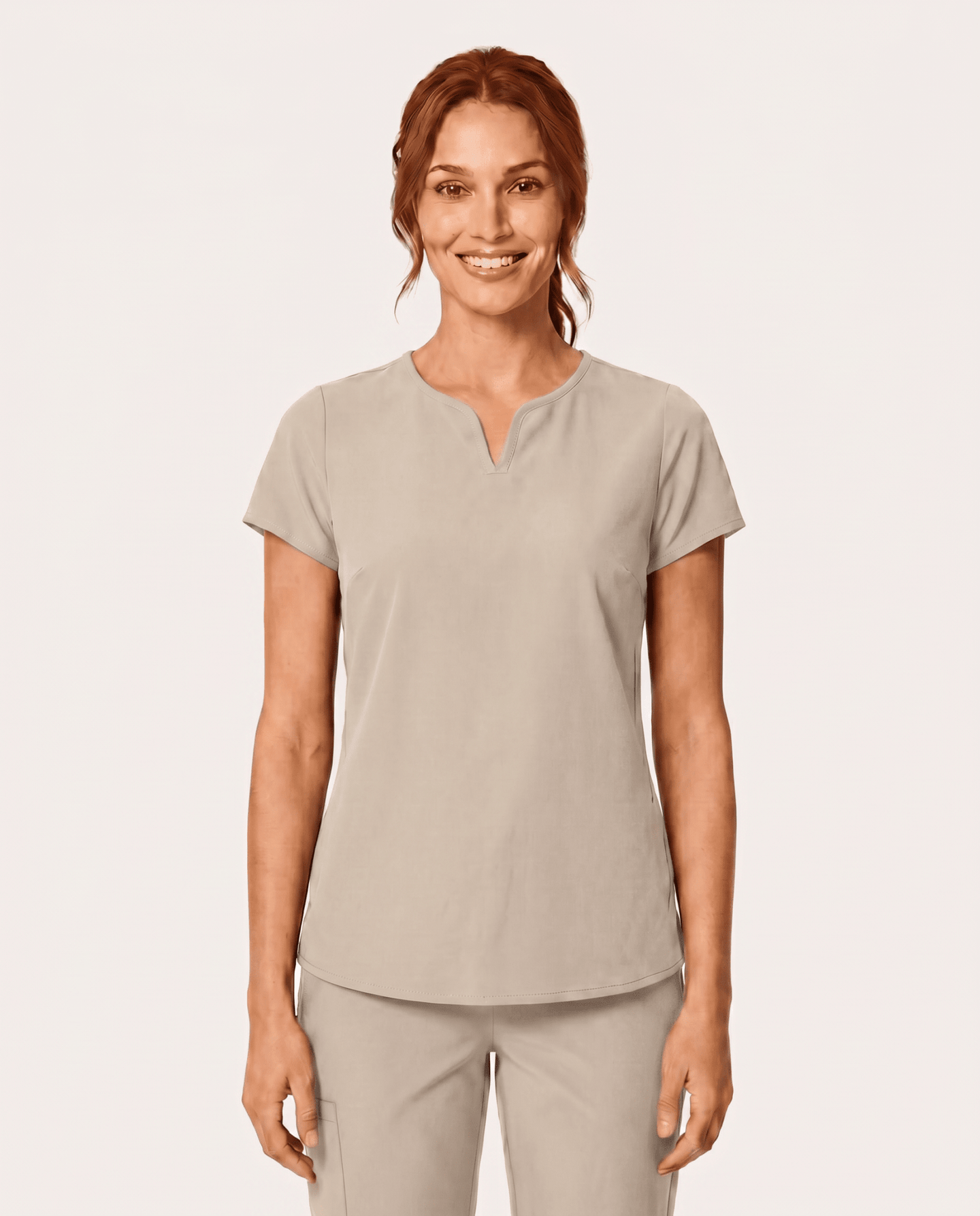 Women's Curved V-neck Top Birch - Scrubloop