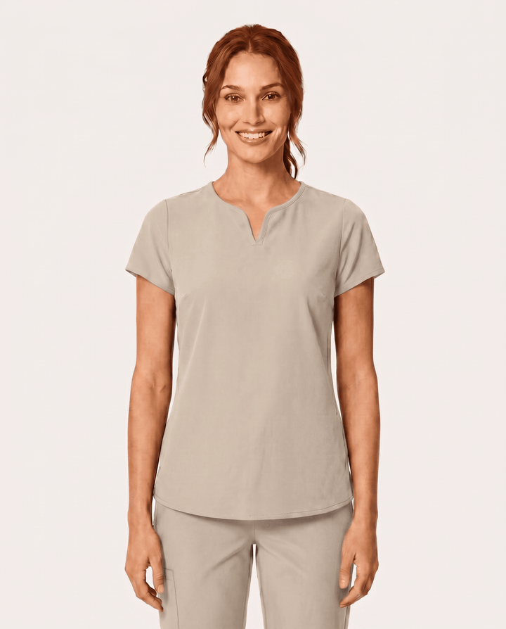 Women's Curved V-neck Top Birch