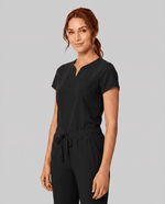 Women's Curved V-neck Top Black - Scrubloop