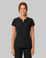 Women's Curved V-neck Top Black - Scrubloop