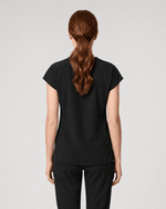 Women's Curved V-neck Top Black - Scrubloop