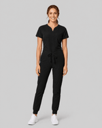 Women's Curved V-neck Top Black - Scrubloop