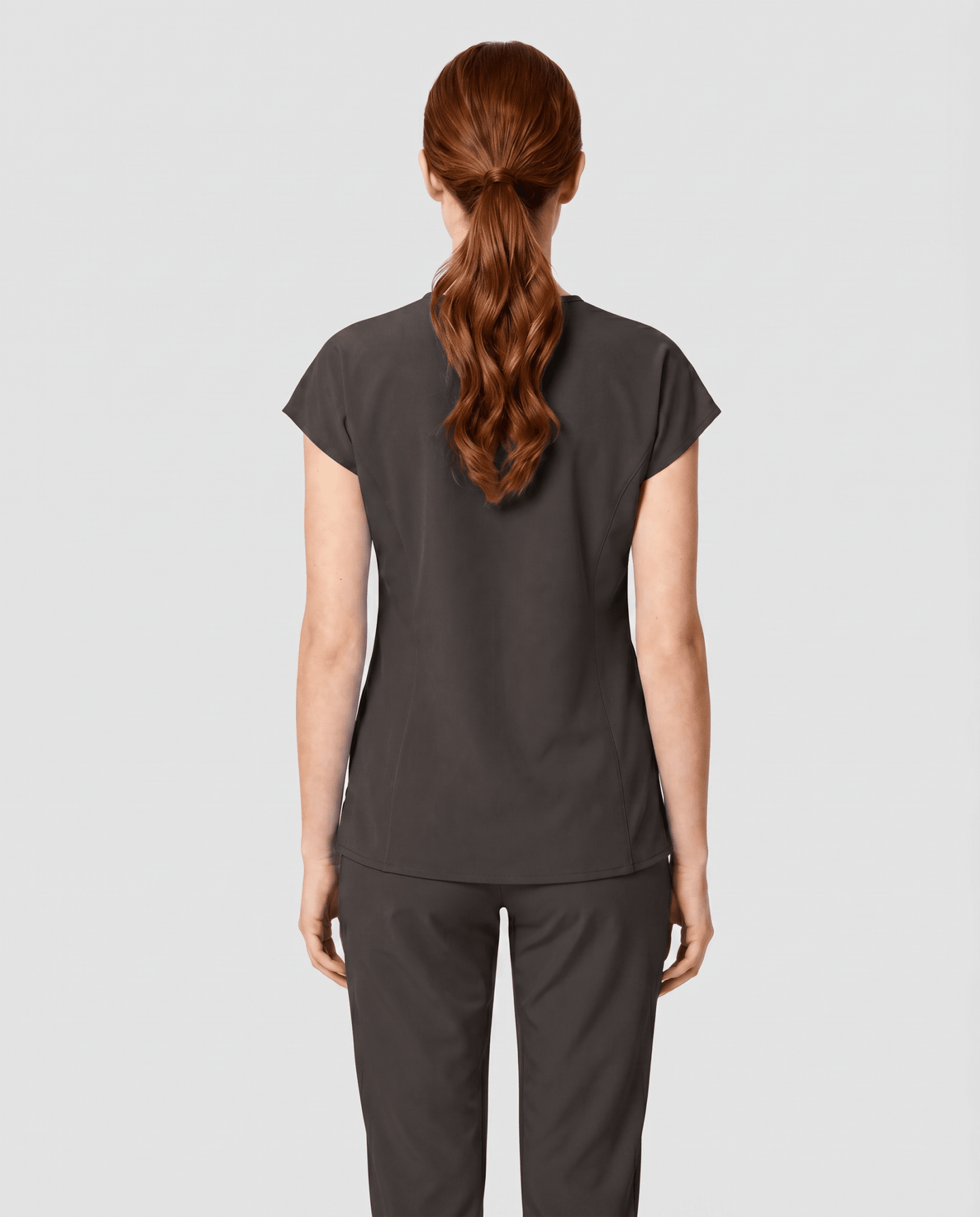 Women's Curved V-neck Top Charcoal - Scrubloop