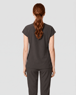 Women's Curved V-neck Top Charcoal - Scrubloop