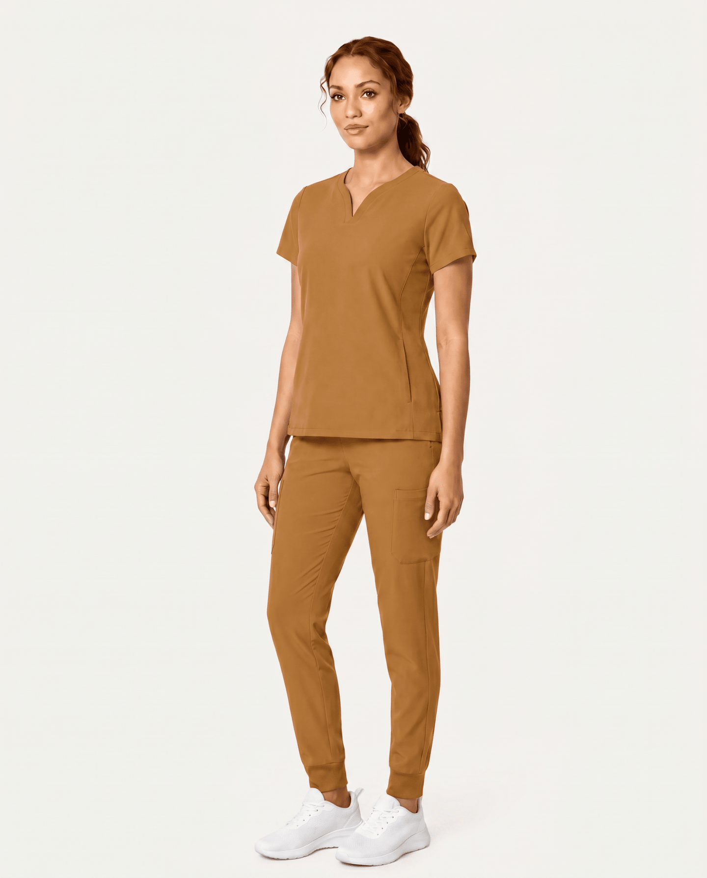 Women's Curved V-neck Top Cider - Scrubloop