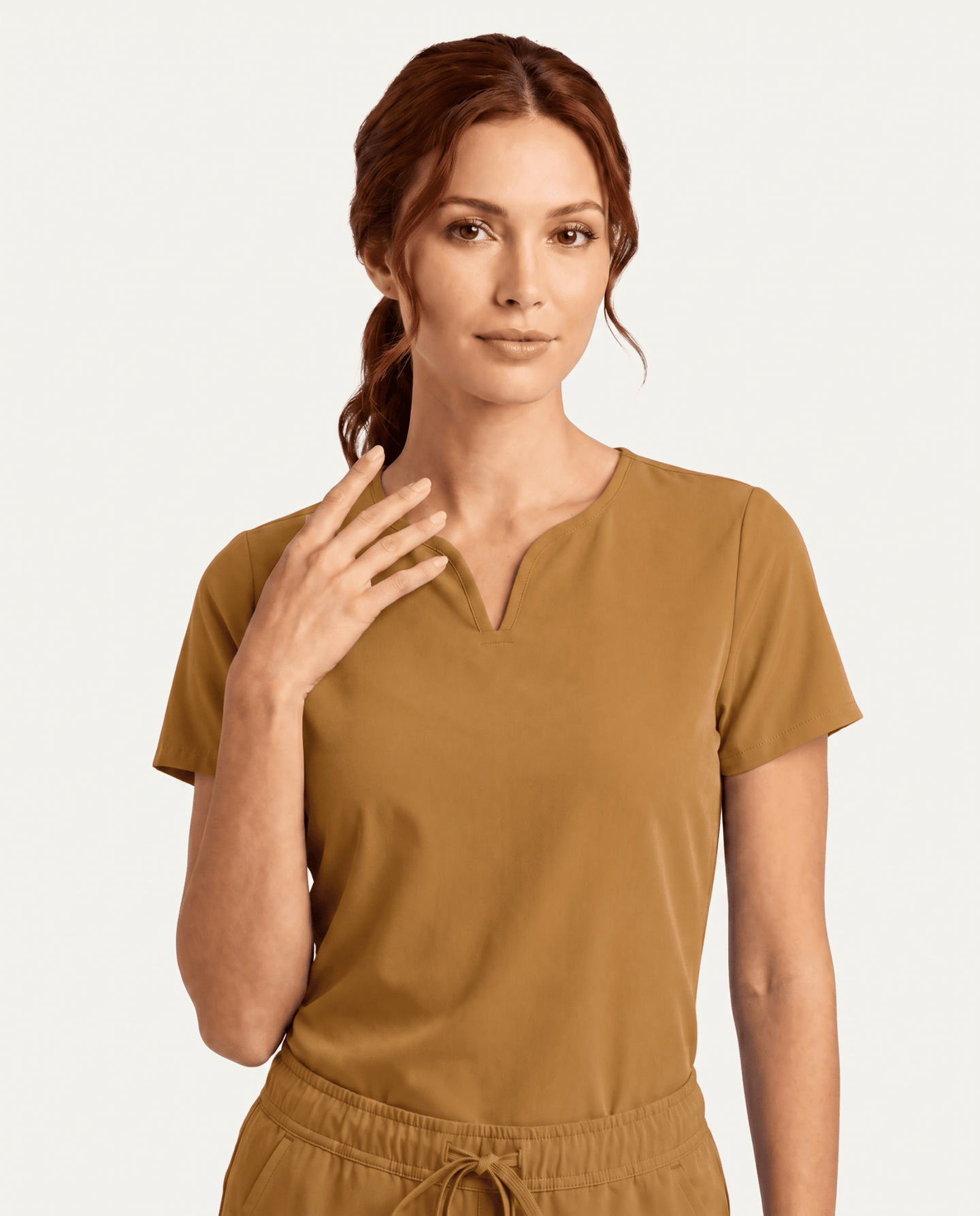 Women's Curved V-neck Top Cider - Scrubloop