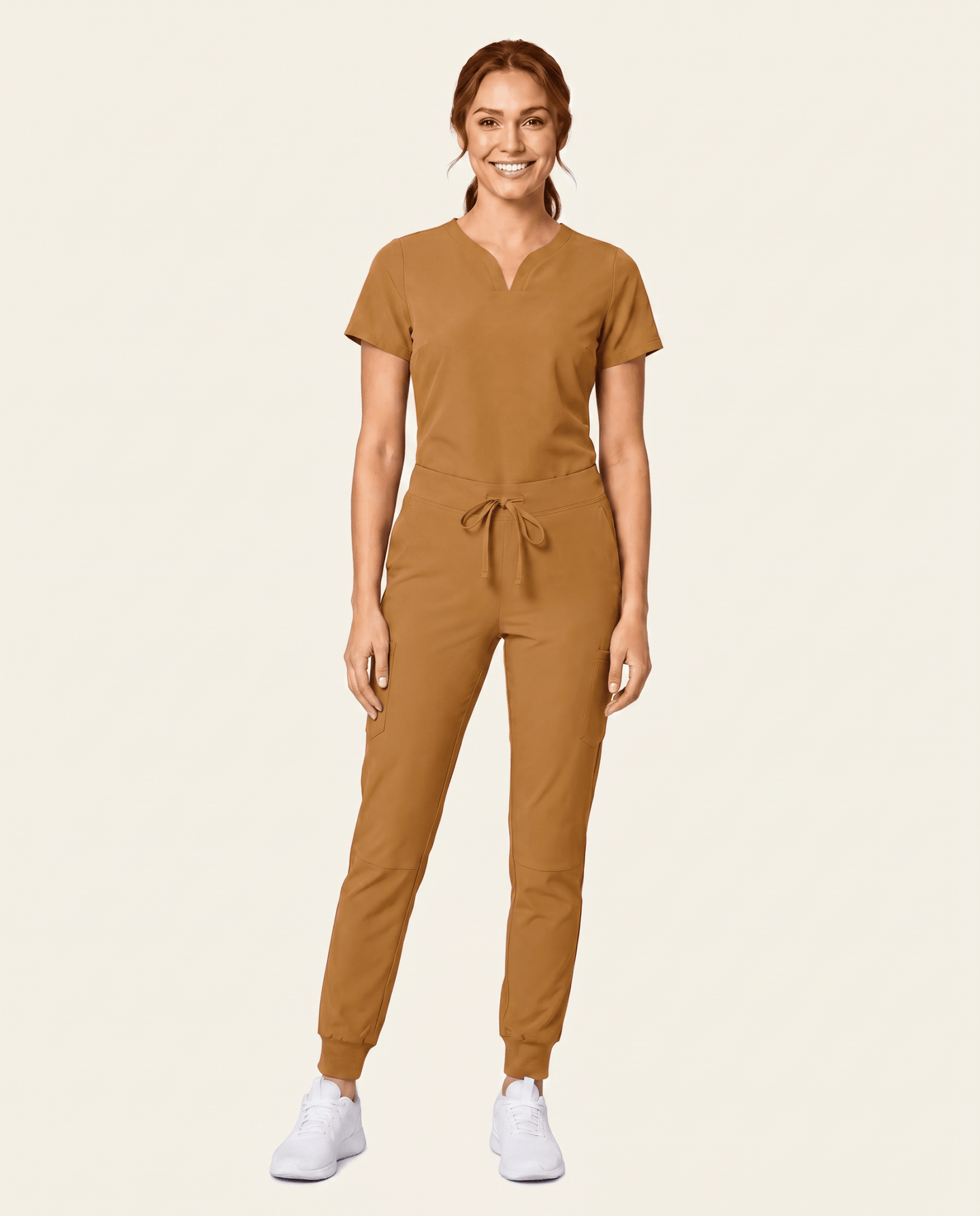 Women's Curved V-neck Top Cider - Scrubloop