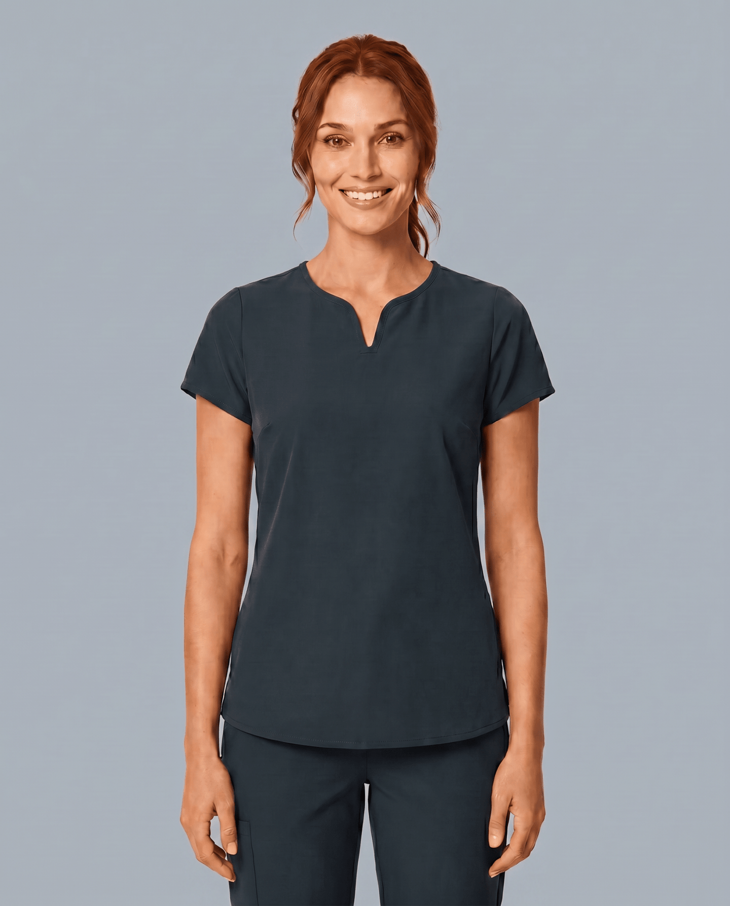 Women's Curved V-neck Top Dark Harbor - Scrubloop