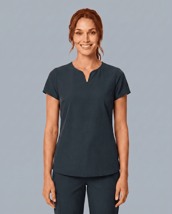 Women's Curved V-neck Top Dark Harbor