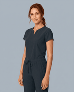 Women's Curved V-neck Top Dark Harbor - Scrubloop