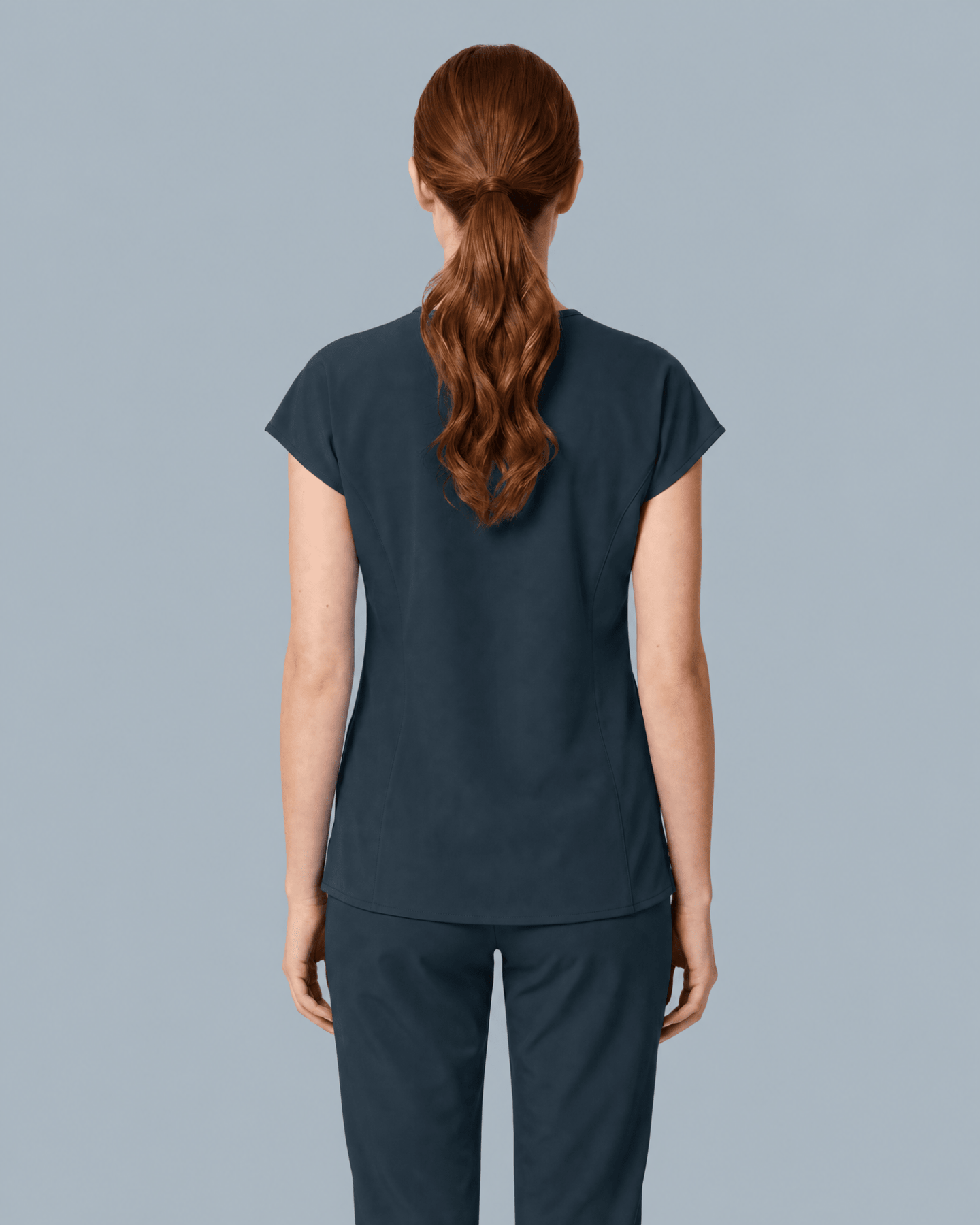 Women's Curved V-neck Top Dark Harbor - Scrubloop