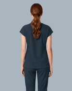 Women's Curved V-neck Top Dark Harbor - Scrubloop
