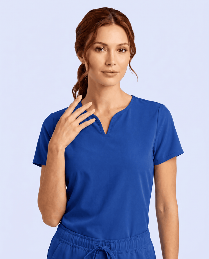 Women's Curved V-neck Top Galaxy Blue