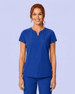 Women's Curved V-neck Top Galaxy Blue - Scrubloop