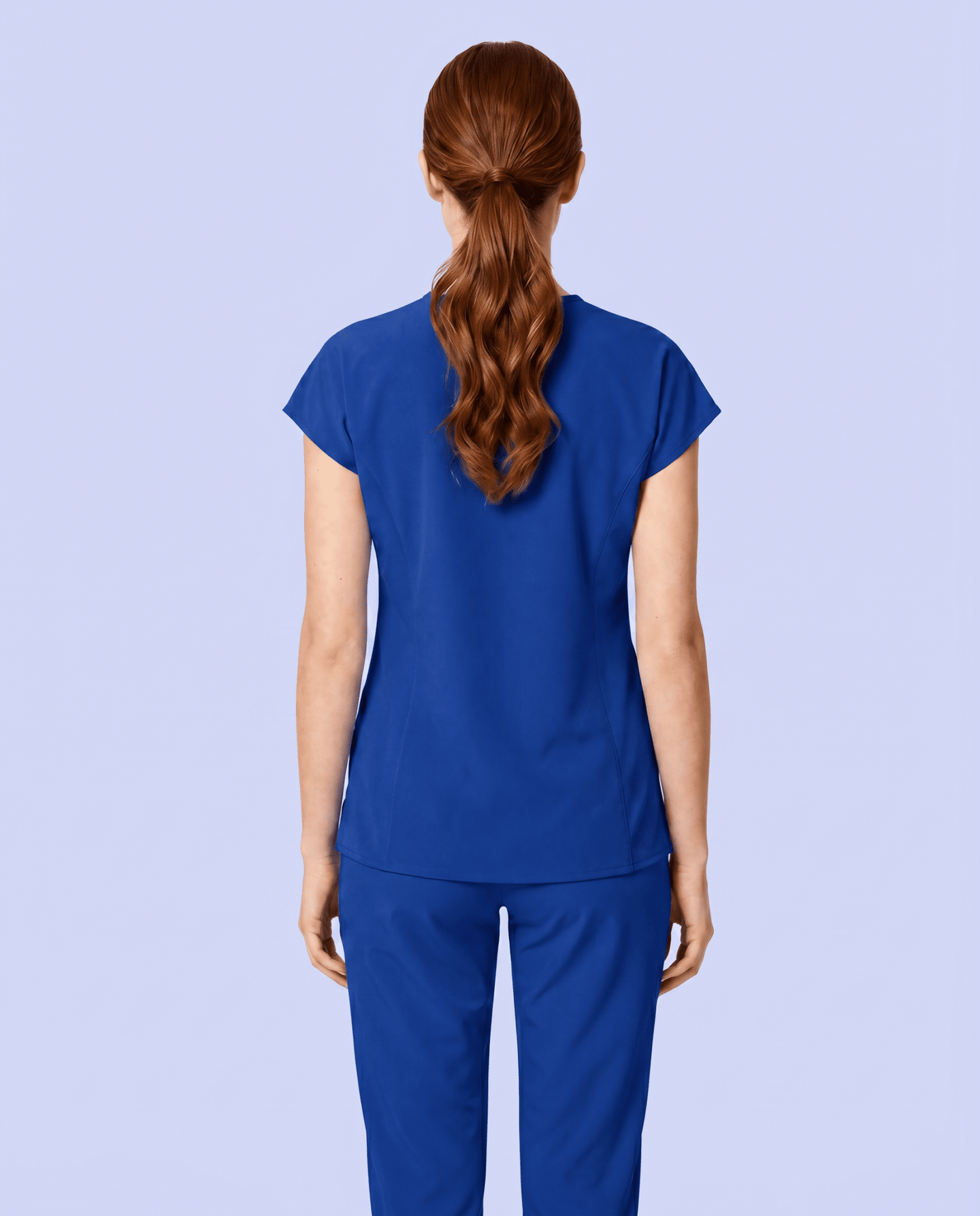 Women's Curved V-neck Top Galaxy Blue - Scrubloop