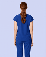 Women's Curved V-neck Top Galaxy Blue - Scrubloop