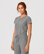 Women's Curved V-neck Top Heather Gray - Scrubloop