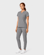 Women's Curved V-neck Top Heather Gray - Scrubloop