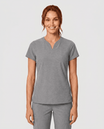 Women's Curved V-neck Top Heather Gray - Scrubloop