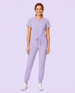 Women's Curved V-neck Top Lavender - Scrubloop