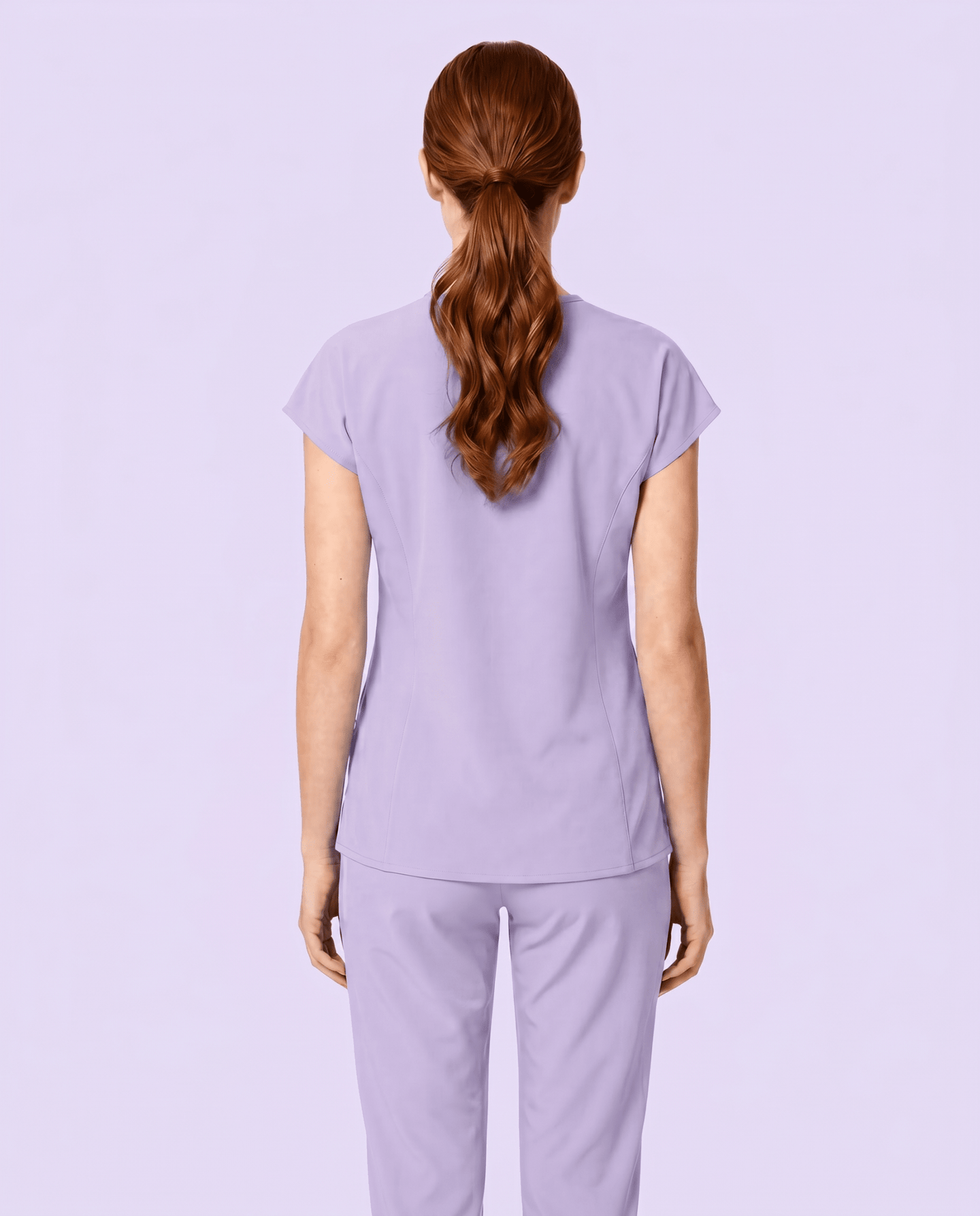 Women's Curved V-neck Top Lavender - Scrubloop