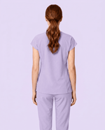 Women's Curved V-neck Top Lavender - Scrubloop