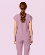 Women's Curved V-neck Top Lilac - Scrubloop