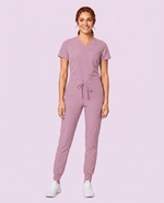 Women's Curved V-neck Top Lilac - Scrubloop